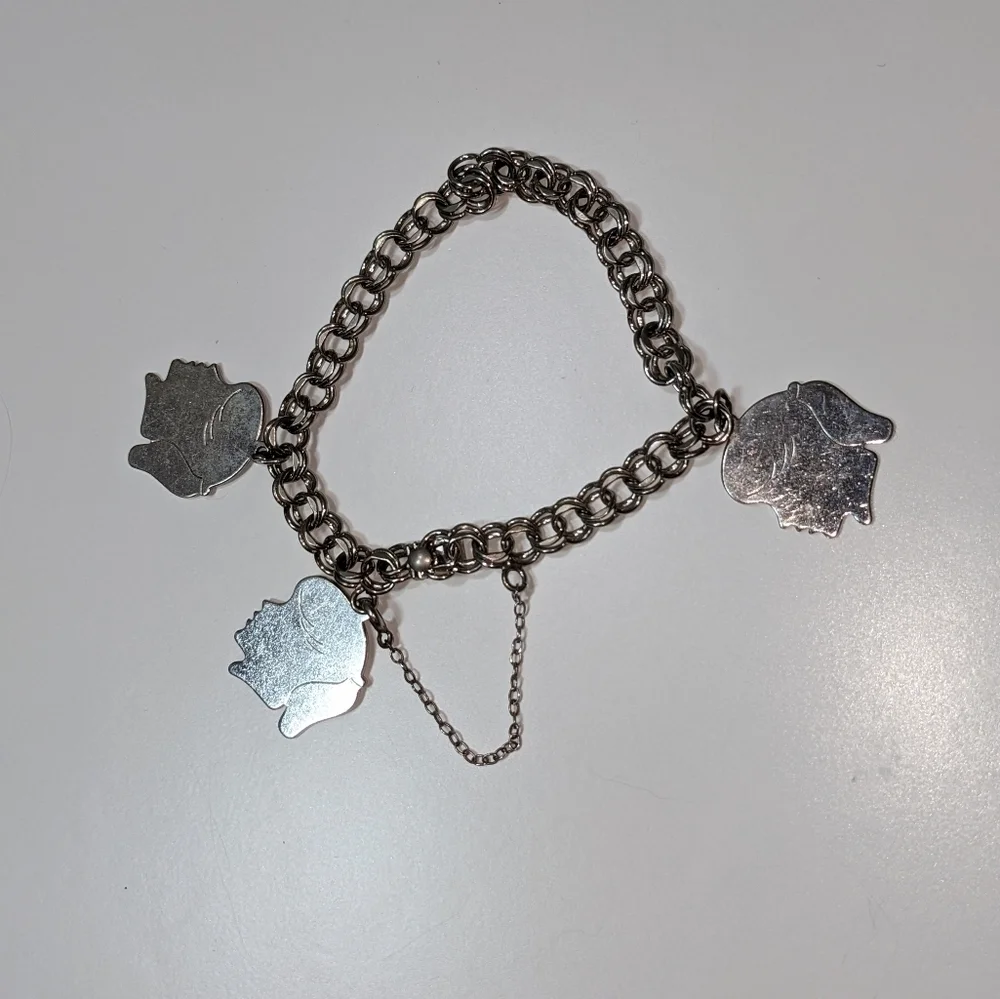 Elco Sterling Silver Charm Bracelet with 3 Girl Silhouette Charms